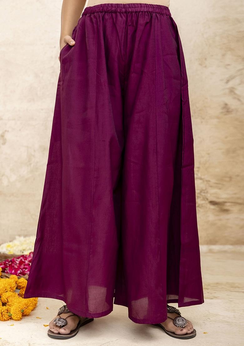 Wine Embroidered Silk Blend Kurta Set With Dupatta - Indya