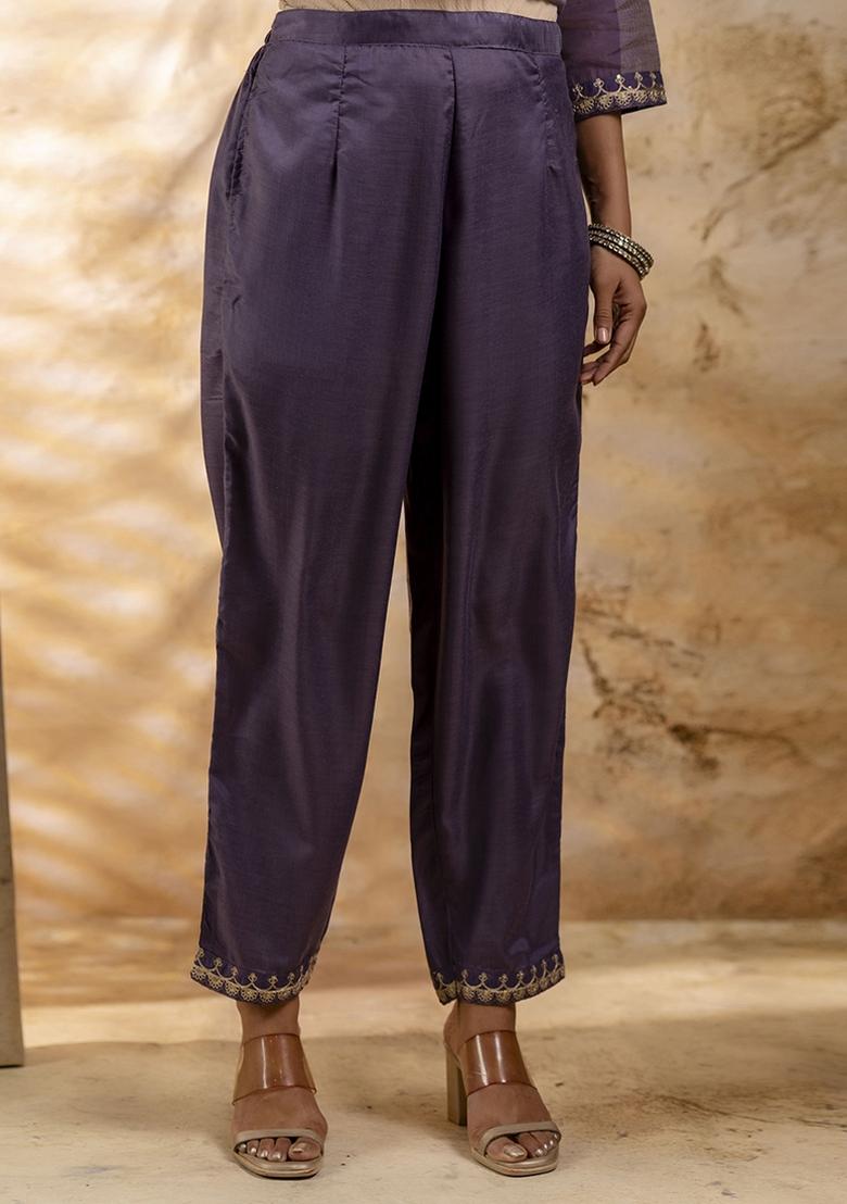 Pink Embroidered Chanderi Silk Kurta Set With Dupatta - Indya