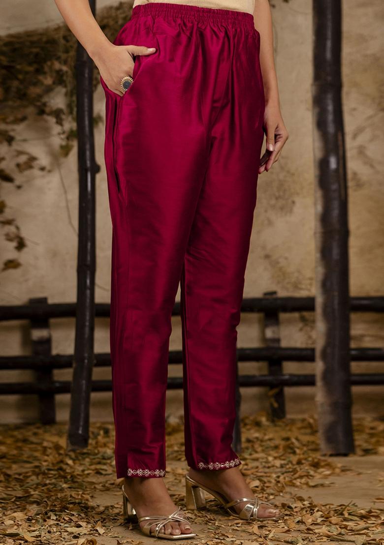 Pink Embroidered Silk Blend Kurta Set With Dupatta - Indya