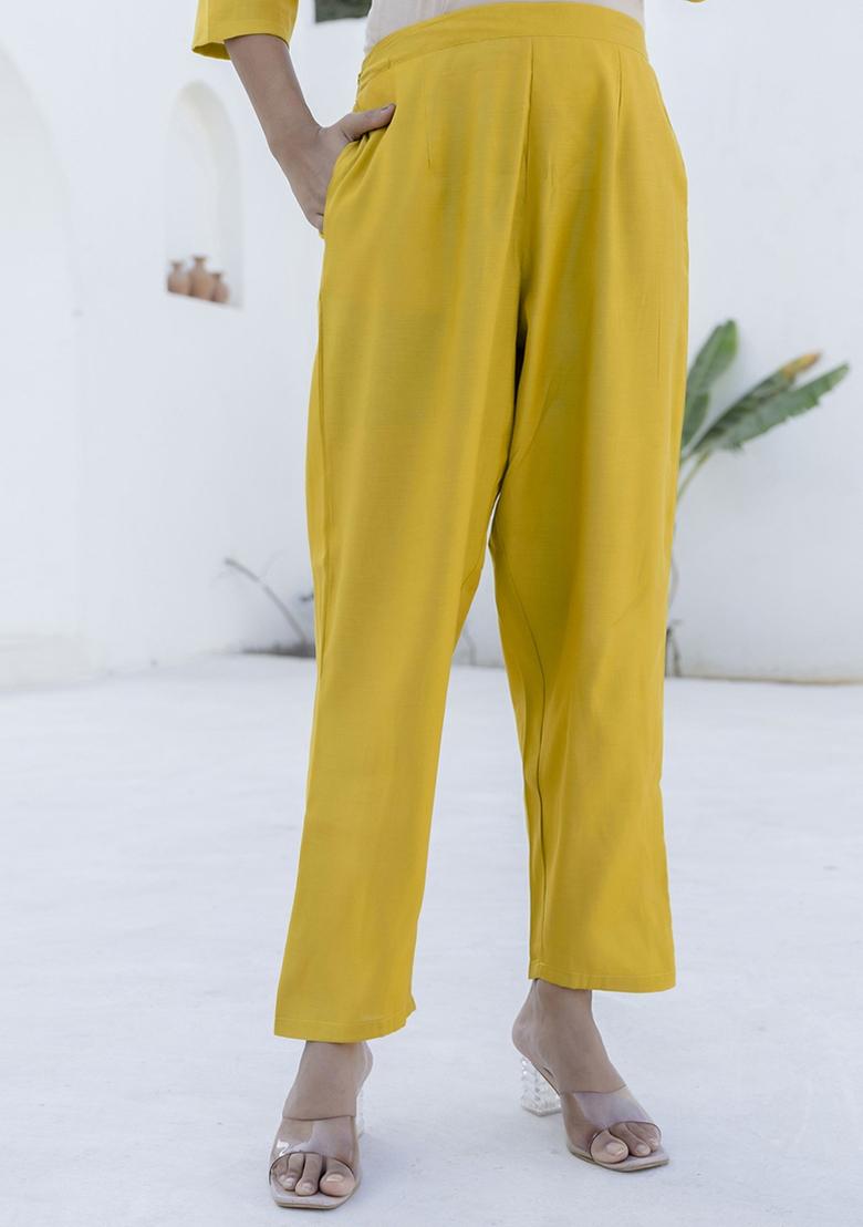 Yellow Embroidered Shimmer Silk Kurta Set With Dupatta - Indya