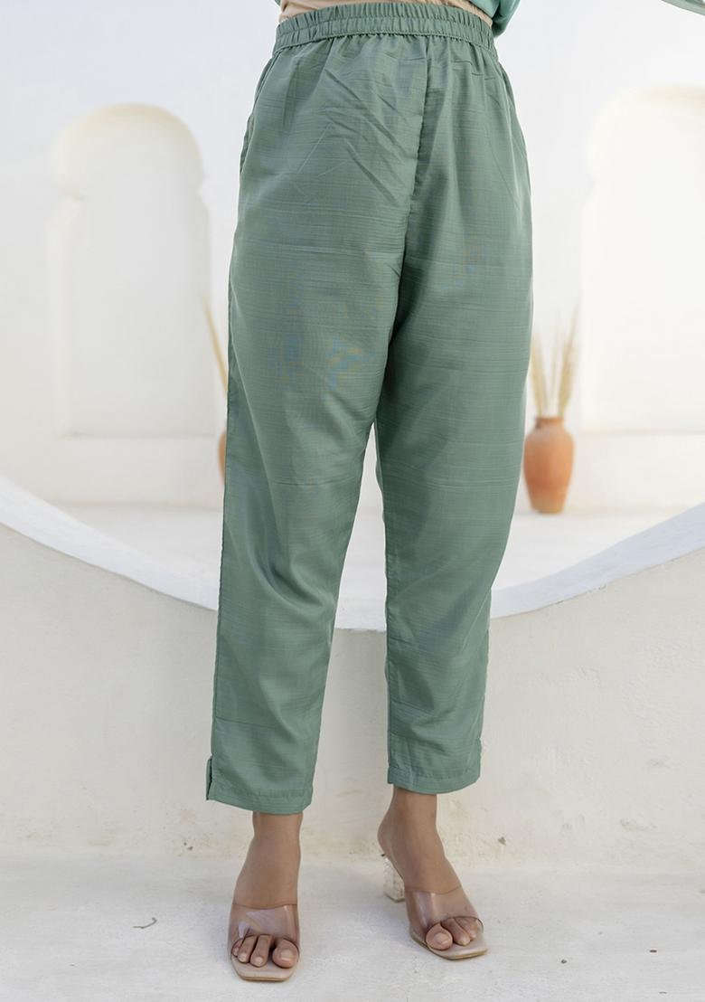 Sea Green Embroidered Chanderi Silk Kurta Set With Dupatta - Indya