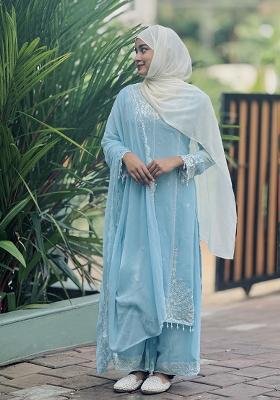 Multicolor Embroidered Faux Georgette Salwar Kameez