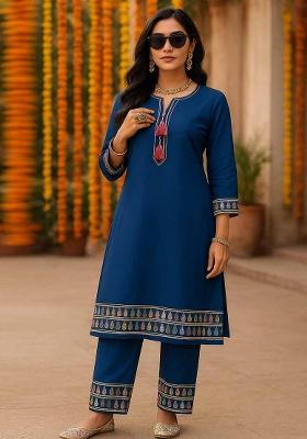 Multicolor Embroidered Silk Salwar Kameez