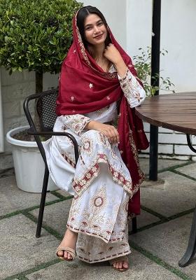 Multicolor Embroidered Silk Salwar Kameez