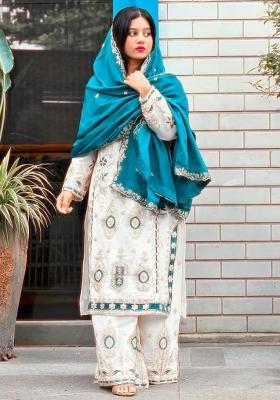 Multicolor Embroidered Silk Salwar Kameez