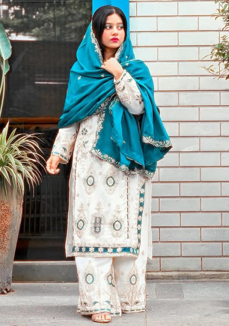 Multicolor Embroidered Silk Salwar Kameez