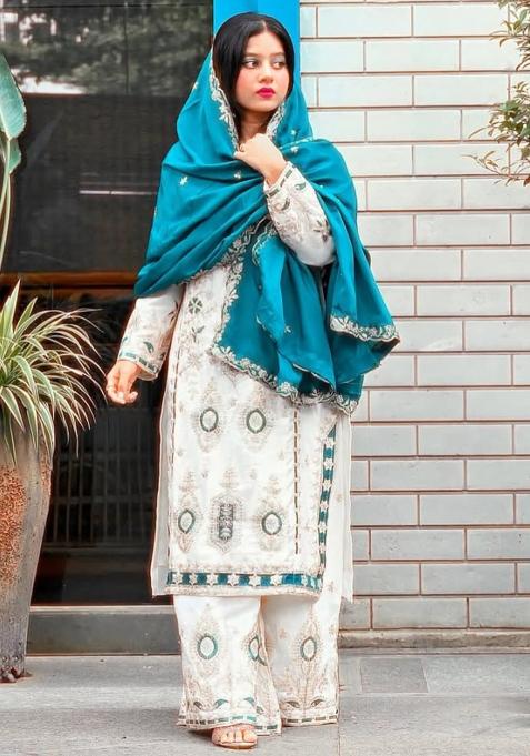 Multicolor Embroidered Silk Salwar Kameez