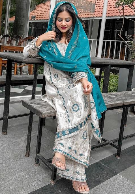 Multicolor Embroidered Silk Salwar Kameez