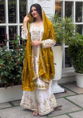 Multicolor Embroidered Silk Salwar Kameez