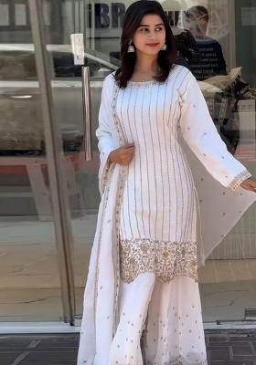 Multicolor Embroidered Faux Georgette Salwar Kameez