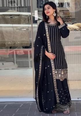 Multicolor Embroidered Faux Georgette Salwar Kameez