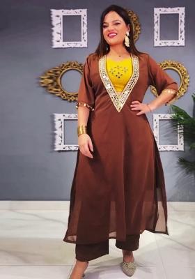 Multicolor Embroidered Faux Georgette Salwar Kameez