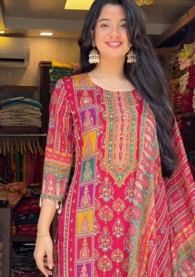 Multicolor Embroidered Blended Kurta Sets - Indya