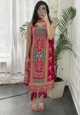 Multicolor Embroidered Silk Salwar Kameez