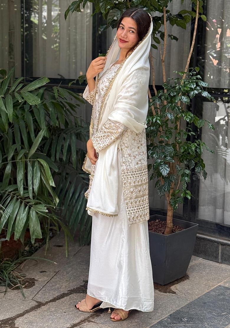 Multicolor Embroidered Chinon Silk Salwar Kameez