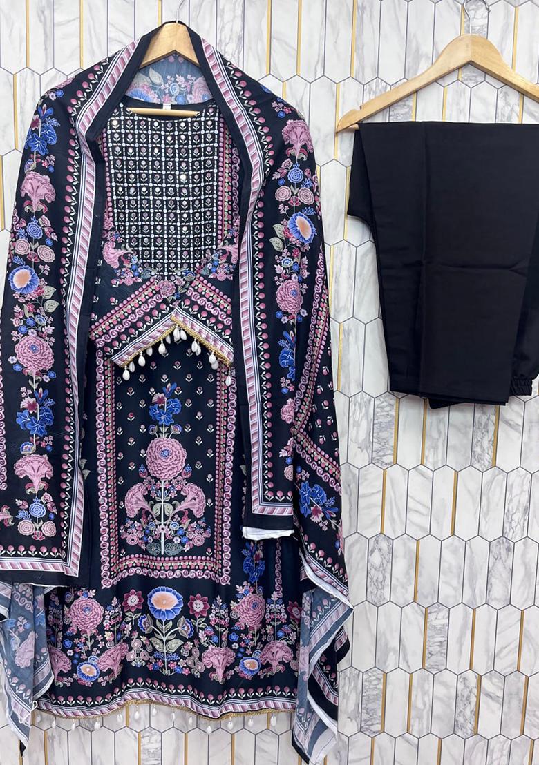 Multicolor Embroidered Blended Kurta Sets - Indya