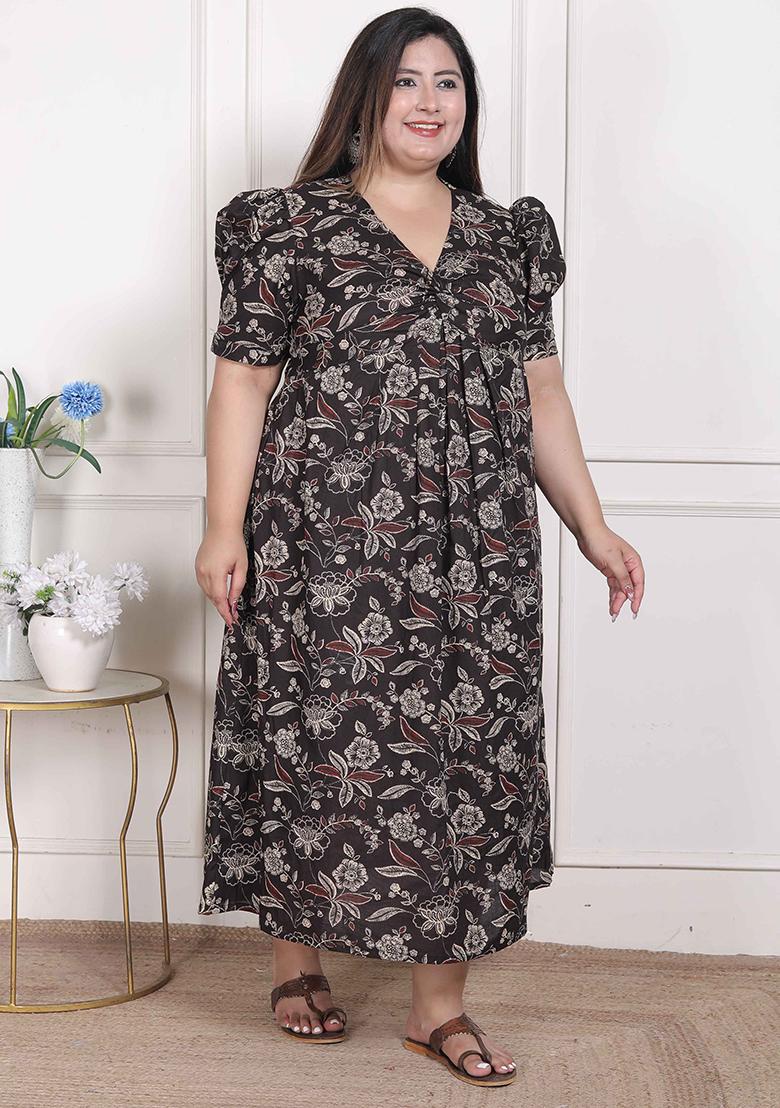 Multi Printed Cotton Blend Dress - Indya