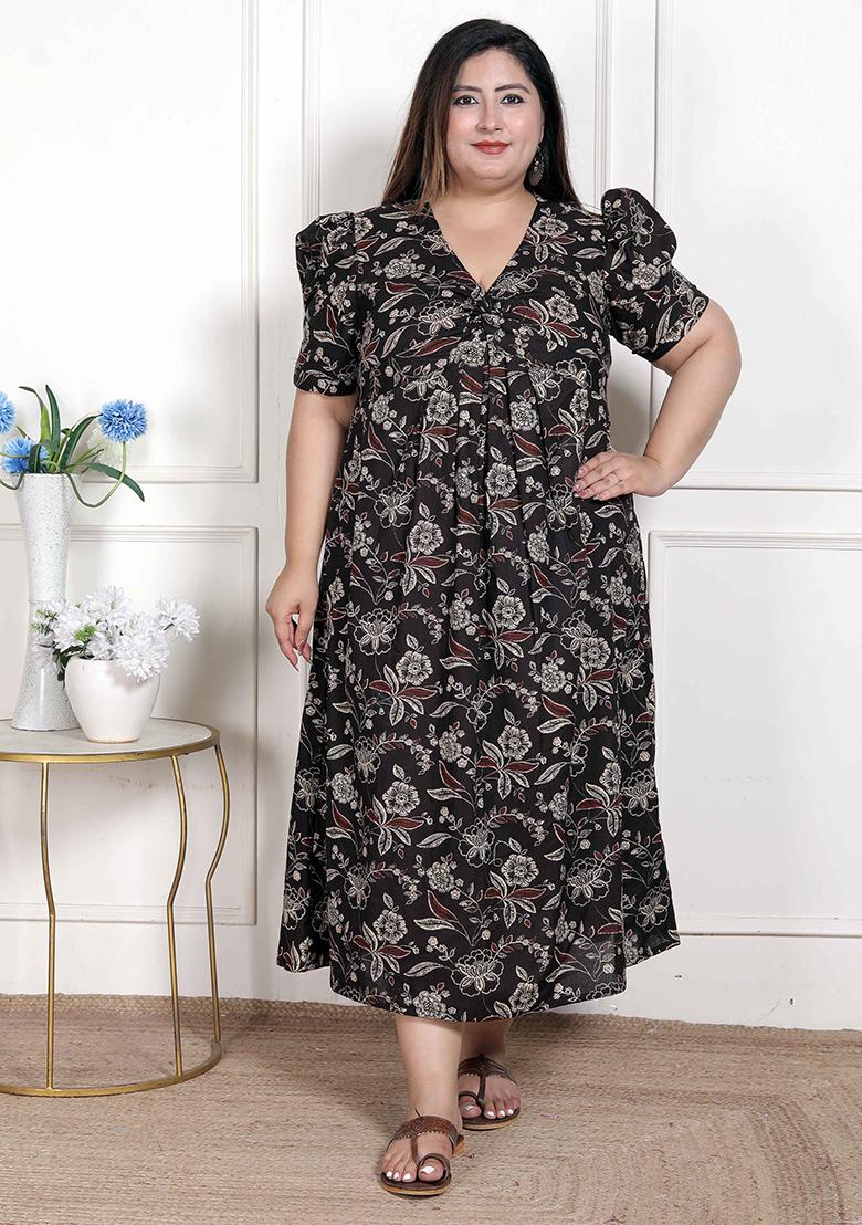 Multi Printed Cotton Blend Dress - Indya