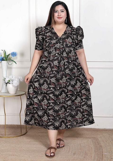 Multi Printed Cotton Blend Dress