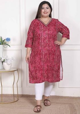 Magenta Mirror Work Rayon Kurta