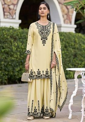 Chiku Embroidered Silk Kurta Set With Dupatta