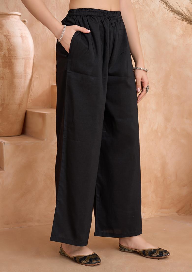 Black Embroidered Silk Blend Kurta Set With Dupatta - Indya