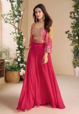 Pink Embroidery Work Blended Salwar Kameez With Dupatta