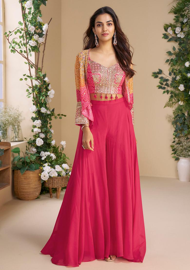 Pink Embroidery Work Blended Salwar Kameez With Dupatta - Indya