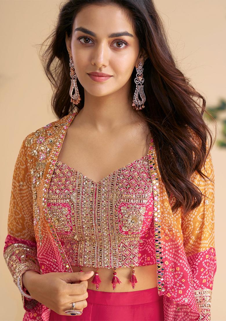 Pink Embroidery Work Blended Salwar Kameez With Dupatta - Indya