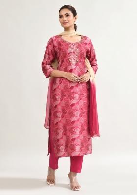 Rani Pink Printed Muslin Co Ord Set