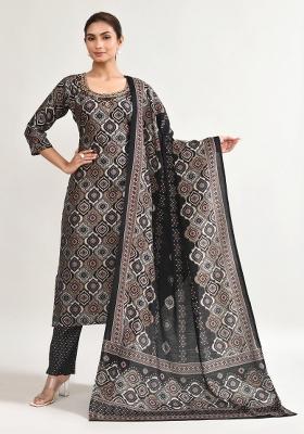 Black Printed Muslin Co Ord Set