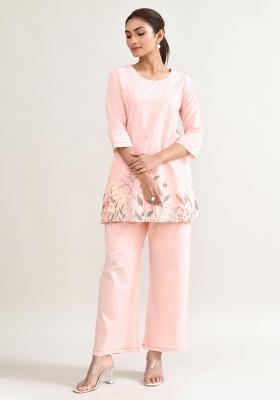 Pink Printed Cotton Co Ord Set