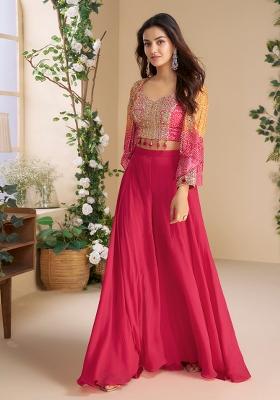 Pink Embroidered Chinon Salwar Suit