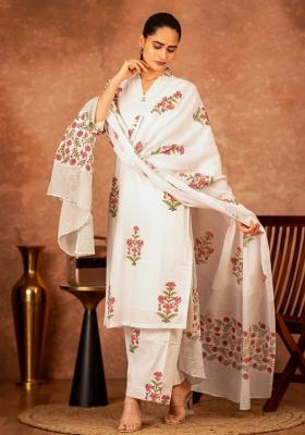 Pink Printed Cotton Kurta Set
