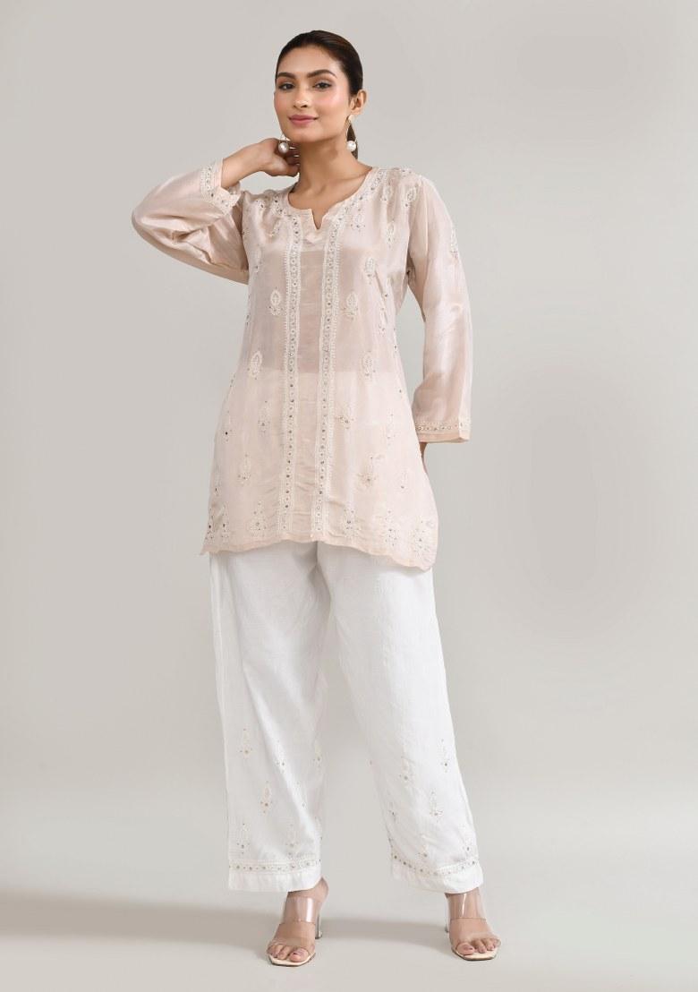 Baby Pink Chikankari Cotton Co Ord Set - Indya