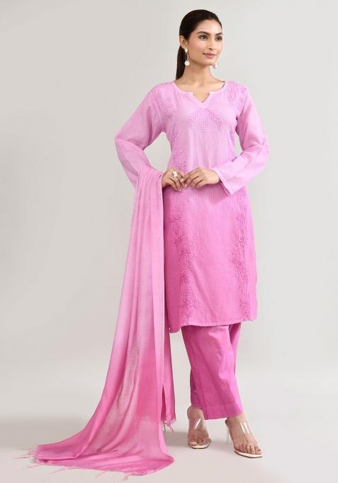 Light Pink Chikankari Cotton Co Ord Set