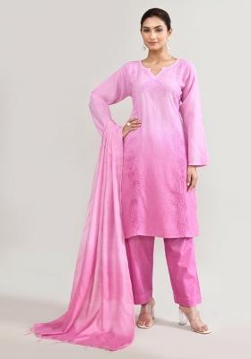 Off White Chikankari Cotton Co Ord Set