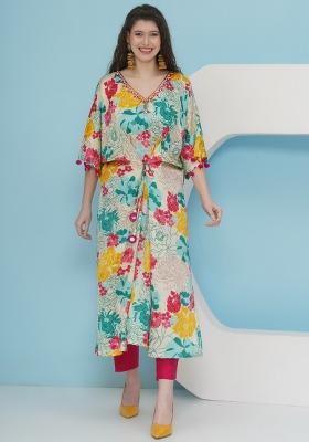 White Embroidered Silk Kurta Set