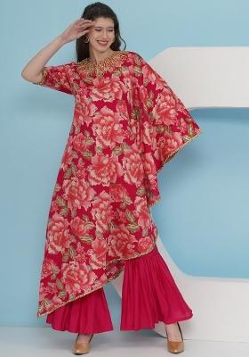 Pink Embroidered Silk Kurta Set