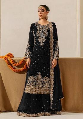 Black Sequence Georgette Kurta Set