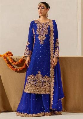 Blue Sequence Georgette Kurta Set
