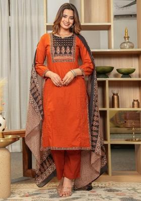 Multicolor Mirror And Hand Work Cotton Kurta Set