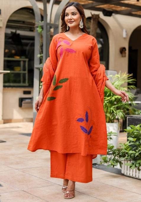 Multicolor Embriodery Cotton Kurta Set