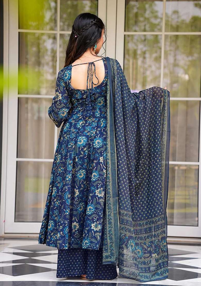 Rama Printed Muslin Anarkali Set - Indya