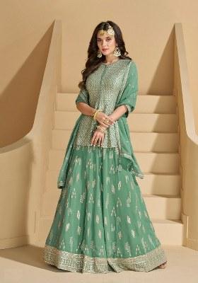 Green Embroidered Georgette Salwar Kameez