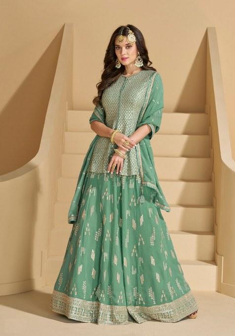 Green Embroidered Georgette Salwar Kameez