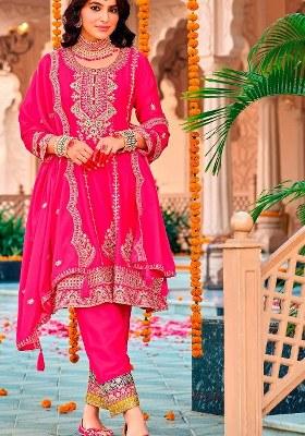 Pink Embroidered chiffon Salwar Kameez