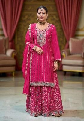 Pink Embroidered chiffon Salwar Kameez