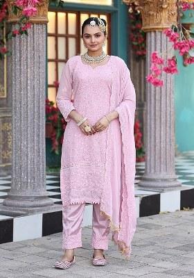 Pink Embroidered Georgette Salwar Kameez