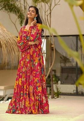 Pink Embroidered Blended Gown